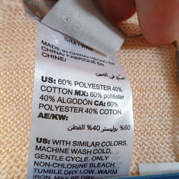 CHICOS Lightweight Peach Open Cardigan Sweater NEW Size S/M Open Knit Batwing - Picture 5 of 7